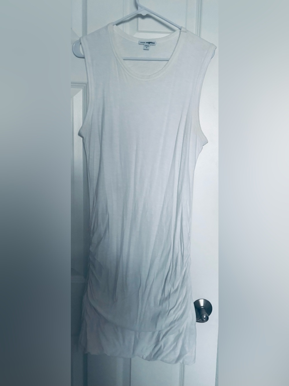 James Perse Cotton White Ruched Tank Dress - Size 3
